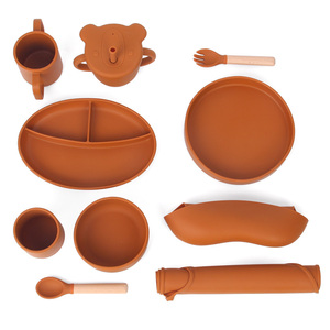 Ensemble de bavoirs en silicone pour bébé, imperméables, faciles à nettoyer, pliables, pour les repas des tout-petits, vaisselle pour enfants, logo personnalisé, vente en gros - Product Image 6