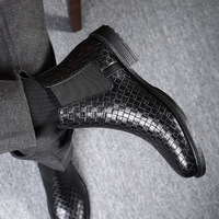 Vente en gros en vrac – Bottes Chelsea mi-mollet pour hommes en cuir de vachette véritable, tailles 38-48, à enfiler, avec plateforme