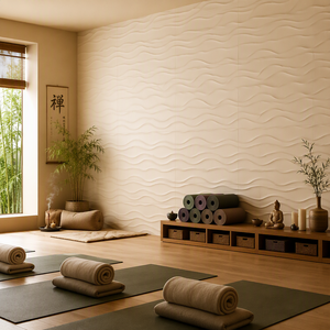 Panneau 3D Ynori PVC motif Dune, vague, blanc chaud, 500x500mm, pour SPA, étanche, ignifuge, texturé, lot de 12 - Product Image 2