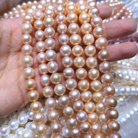 Perles d'eau douce naturelles presque rondes de 8-9 mm, haute brillance, perles en vrac, vente en gros pour la fabrication de colliers