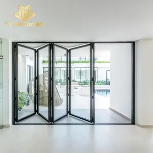 Folding Aluminum Door NFRC Standard Residential Project Thermal Break Aluminium Bi-folding Glass Patio Doors