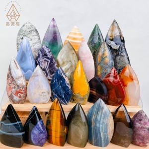 Cristal con forma de gota de agua al por mayor, varios materiales, adorno mixto, piedra de forma libre, decoración tallada a mano para regalos - Product Image 1