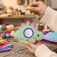 Kit de loisirs créatifs DIY sans colle pour animaux en peluche à enfiler avec miroir, jouet en polaire corail à enfiler pour enfants, breloque de sac faite à la main, pendentif, jouet éducatif