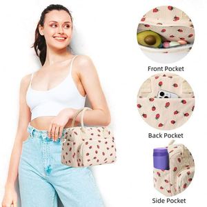 กระเป๋าเบนโตะพิมพ์ลายตามสั่งสำหรับผู้หญิง กระเป๋าเก็บความเย็นแบบพกพาสำหรับปิกนิกสำหรับผู้หญิงและผู้ชาย กระเป๋าสะพายข้างสำหรับผู้ใหญ่ กระเป๋าใส่อาหารกลางวันผ้าลูกฟูก - Product Image 5