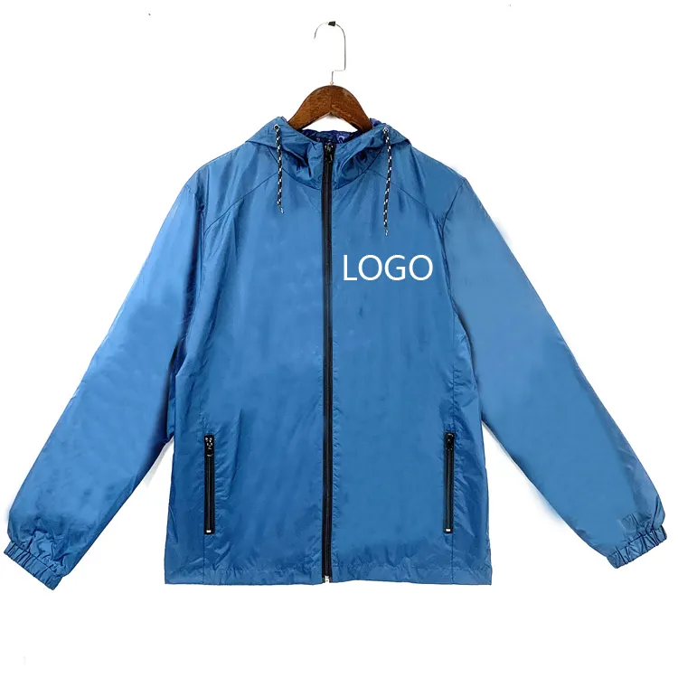 Custom plain hood jacket Autumn windbreaker plus size men's jackets