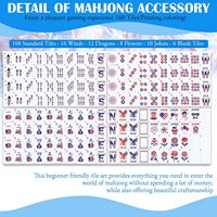 Ensemble de Mahjong Commémoratif du 250e Anniversaire du Patriotisme Américain, Design Drapeau Américain et Aigle du 4 Juillet, Idéal pour les Fêtes