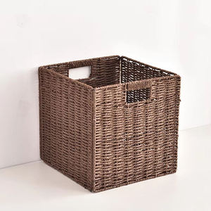 Tự Nhiên Chủ Tay Dệt Đồ Gia Dụng Tủ Quần Áo Tổ Chức Đóng Mở Wicker Lưu Trữ Giỏ Giấy Sợi Dây Thừng Cube Thùng Với Xử Lý - Product Image 3