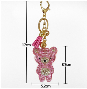 TG-2670 Cartoon Teddy Bear Pattern Crystal <b>Leather</b> Keychain 3D Shape Luxury Designer Cute Gift for Children Rhinestone Bling - Product Image 2