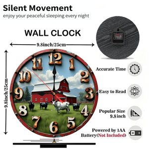 Round Wooden <b>Wall</b> <b>Clock</b> 25x25Cm <b>Silent</b> Non Ticking Traditional Home Decor Corridor <b>Clock</b> - Product Image 3