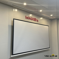 Écran de projection motorisé intelligent AI en fibre de verre blanc encastré au plafond, 4K 16:9, design flottant – Grande Vente
