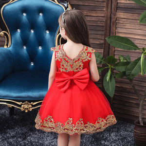 Girls Princess Dress <b>Red</b> <b>Sequined</b> Mesh Halloween Costume Stage Performance Children's Dress Medium Large Size - Product Image 2