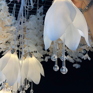 LANJO Acrylic Luminous Elegant Durable <b>Decoration</b> 10 Head Magnolia Chandelier Flower <b>Ceiling</b> <b>Wedding</b> Props - Product Image 5