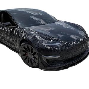 Envolturas de vinilo de PVC de fábrica al por mayor fibra de carbono a prueba de UV patrón 3D <span class=keywords><strong>camuflaje</strong></span> fantasma negro envoltura de coche película de vinilo Coche - Product Image 1