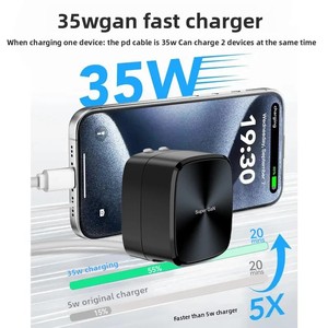 หัวชาร์จเร็วแบบสากลหัวชาร์จ35W กำลังขับ5V/3A <span class=keywords><strong>สา</strong></span>ยชาร์จแบบยืดหดได้ - Product Image 4