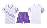 Ensemble d'uniformes de football personnalisés avec logo d'équipe, service OEM, 100% polyester, séchage rapide, col en V, blanc et violet, injection directe