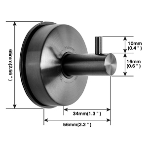 2 Chiếc Cốc Hút Chân Không Móc Treo Khăn Tắm Màu Đen Chải Bằng Thép Không Gỉ - Product Image 2