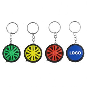 Mini Cinta Métrica Portátil con Llavero, 1m/3ft, Regla Retráctil de Acero al Carbono, Herramienta de Medición de Bolsillo con Forma de Rueda de Coche - Product Image 1