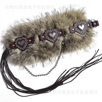 Ceinture en fourrure style punk millénaire pour femme, accessoire Y2K tendance pour la décoration de jupes et robes pull
