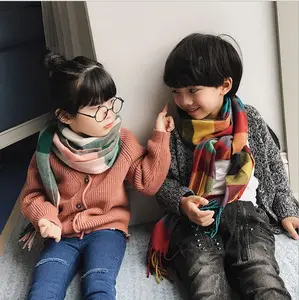 New children's scarf autumn and winter wool spinning cashmere boys girls warm Korean scarf wholesale