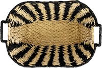 Panier de rangement en corde de papier tressée moderne carré en zigzag, noir et naturel, pour étagère, buanderie, organisateur domestique - Vente en gros