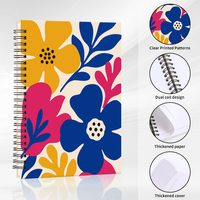 Carnet à spirale A5 à motifs floraux, couverture personnalisée, 100 feuilles lignées, journal, agenda, papeterie, fournitures scolaires, ensemble de carnets portables