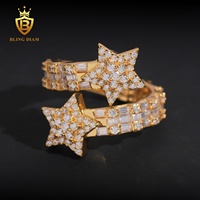 Prix direct usine Bague Hip Hop Star Ice Out en Argent Sterling 925 et Moissanite VVS pour Hommes, passe le test du diamant, faible MOQ