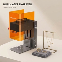 Graveur laser à double diode 2W IR 10W bleu 105x105mm WiFi LightBurn pour logo personnalisé, bijoux, métal peint, cuir, marquage de cadeaux DIY