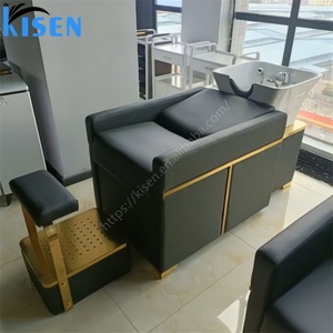 Kisen High Quality Hair Salon Shampoo Chair Comfortable Massage Furniture Ceramic Bowl Custom Color Washing <b>Bed</b> for Bathroom Use - Product Image 1