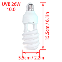Ampoule spirale à économie d'énergie CFL UVB pour reptiles, lampe de terrarium UVA UVB 13W 26W E27 UVB 5.0 10.0 pour reptiles