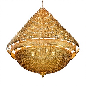 Lustre en fer doré de style sud-est asiatique, art thaïlandais gravé, pour restaurant, hôtel, villa, gîte, luminaires de style Xinjiang - Product Image 1