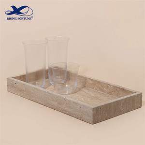 Stonekocc personalizado moderno Wabi-Sabi estilo Vintage Beige mármol travertino bandeja para servir rectángulo Catchall artículos sanitarios Suite - Product Image 3