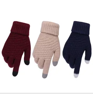 Gants d'hiver chauds jacquard acrylique personnalisés unisexe pour écran tactile