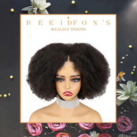 Perruque Lace Closure 4x4 pour Femme, Afro-Kinky Courte Bouclée 14 Pouces, Cheveux Noirs, Coupe Bob en V pour Pixie Cut, Cheveux Bruts Brésiliens 4C, Transparente