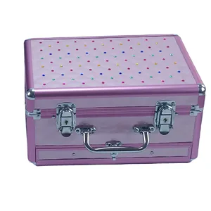 Boîte à cosmétiques de voyage portable en aluminium Organisateur de beauté Vernis à ongles Vanity Case Makeup Kits Storage Beauty Box