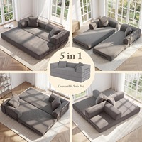 Sofá Cama Compacto Cloud Boneless Square, Ideal para Apartamentos, Futón Convertible 5 en 1, Esponja de Alta Densidad, Tela de Pana