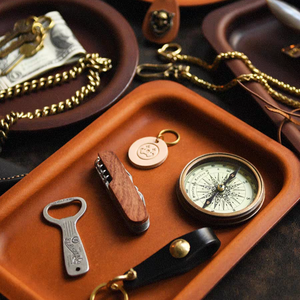 Organisateur de bureau décoratif vintage en cuir de vachette tanné végétal épaissi, OEM, pour bijoux et objets de collection Wenwan - Product Image 2
