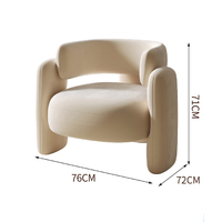 Fauteuil en velours rembourré courbé de style nordique, avec pieds épais créatifs, pour salon ou zone de réception