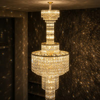 Lustre en cristal européen classique de luxe personnalisé Senfey, design vertical multi-niveaux, LED, hauteur réglable, hôtel, villa, escalier