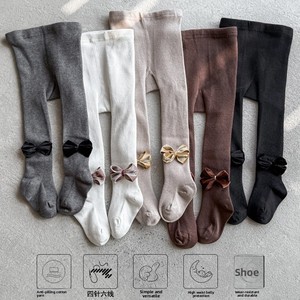 Collants à pieds pour filles, nouveau style printemps-été, tricotés avec nœud, respirants, pour enfants et tout-petits, pour l'extérieur - Product Image 1