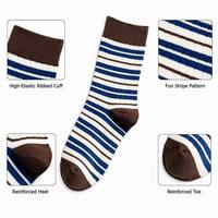 Chaussettes mi-mollet en coton doux pour hommes, à rayures et blocs de couleur sur les orteils et le bordure, avec logo personnalisé, vente en gros OEM pour usage quotidien