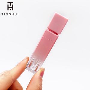 Tube de brillant à lèvres carré rose dégradé avec pinceau, prix usine, conteneur vide - Product Image 3