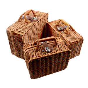 Panier de rangement en rotin fait main rectangulaire personnalisé panier de pique-nique en saule avec poignées pour le stockage des aliments - Product Image 2
