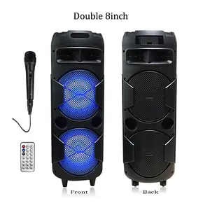 Dual 8 Inch Besar Power 30 Watt Baterai Isi Ulang Sistem Pa Audio Gigi Biru Speaker