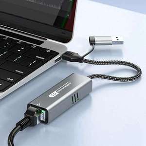 2 in 1 USB CおよびUSB A 3.1 to RJ45イーサネットアダプタータイプC/Aネットワークコンバータノートブック用ラップトップモバイルタブレット - Product Image 5