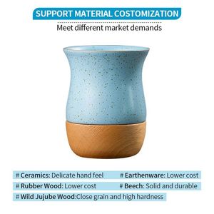 Logo personalizzato 260ml Yerba Mate Cup ceramica in legno Mate zucca in acciaio inox Bombilla paglia pulizia posteriore scuola caffè PC - Product Image 4