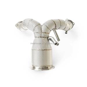 Tuyau de descente avec bouclier thermique en acier inoxydable SS304 pour Volkswagen Touareg 2021-2024 3.0T OPF DPF, système d'échappement de performance avec catalyseur, tuyau de mise à niveau du turbo - Product Image 4