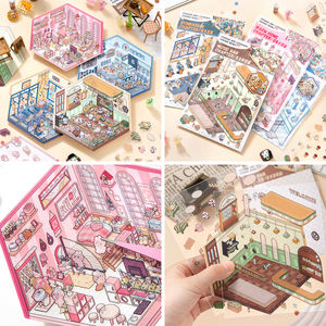 Simno 2 unid/paquete de pegatinas impermeables para mascotas lindo divertido DIY <span class=keywords><strong>3D</strong></span> casa miniatura escena pegatinas para adultos niños regalo - Product Image 4