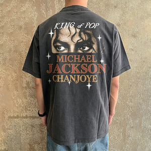 T-shirt personnalisé avec logo imprimé numériquement, 250 g/m², style vintage hip-hop, effet délavé, coupe ample et carrée, streetwear pour homme - Product Image 6