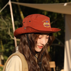 Chapeau Bob OEM Décontracté Anti-UV Brodé de Feuilles avec Cordon Coupe-Vent pour Randonnée, Voyage, Escalade, Cyclisme - Product Image 4