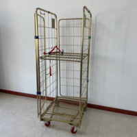 Chariot de stockage de marchandises en acier galvanisé de haute qualité pour entrepôt et supermarché, avec cage roulante en treillis métallique